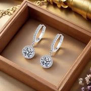 1 Carat Moissanite Round Hoop Earrings (925 Sterling Silver)
