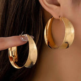 Brushed Gold Geometric Hoop Earrings